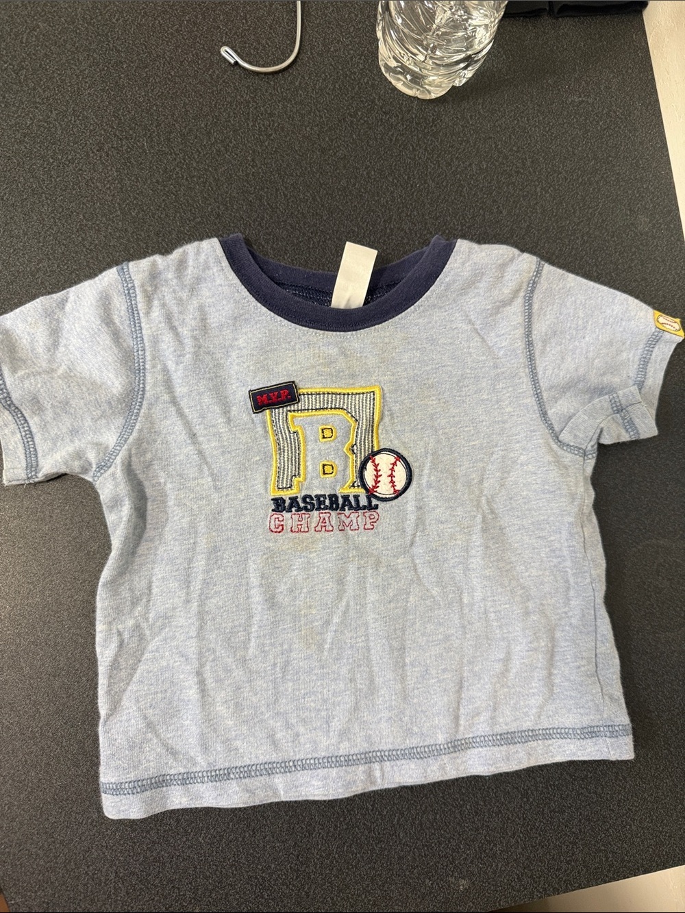 Carter's Light Blue Baseball Champ Tee with Navy Trim Y2K